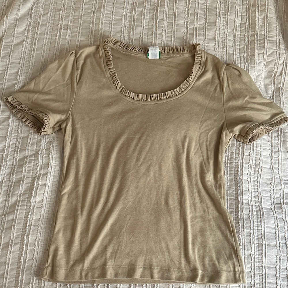 Vintage Deadstock Women's Ruffle Trim Short-Sleeve Top